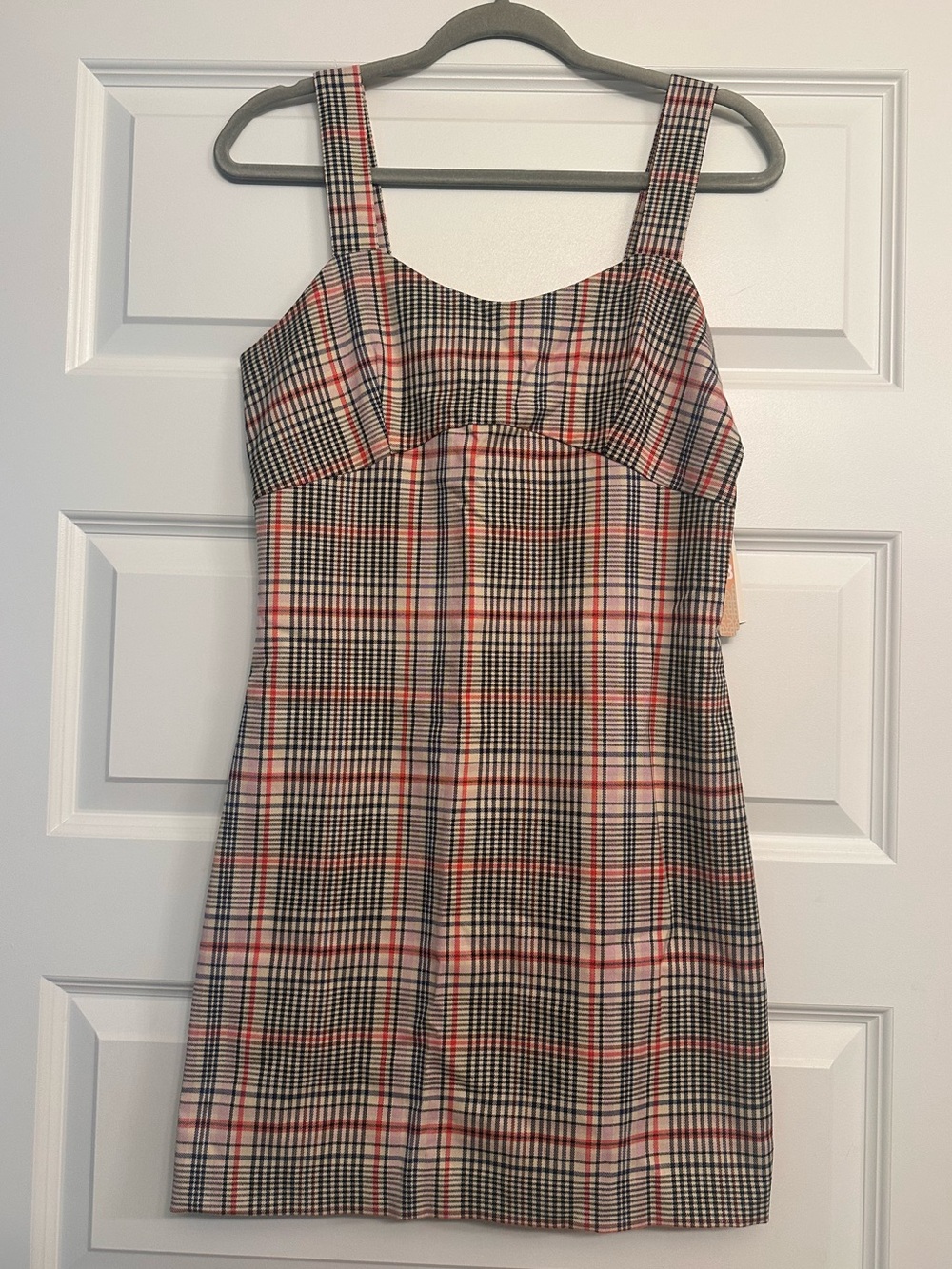 Gianni Bini Plaid Mini Dress in Black, Pink and Cream